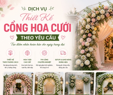 Dịch Vụ Thiết Kế Cổng Hoa Cưới Theo Yêu Cầu – Sang Trọng, Tinh Tế Cho Ngày Trọng Đại